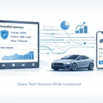 Opera Tech Ventures Wrisk investment concept showing embedded insurance and fintech integration in a modern digital interface